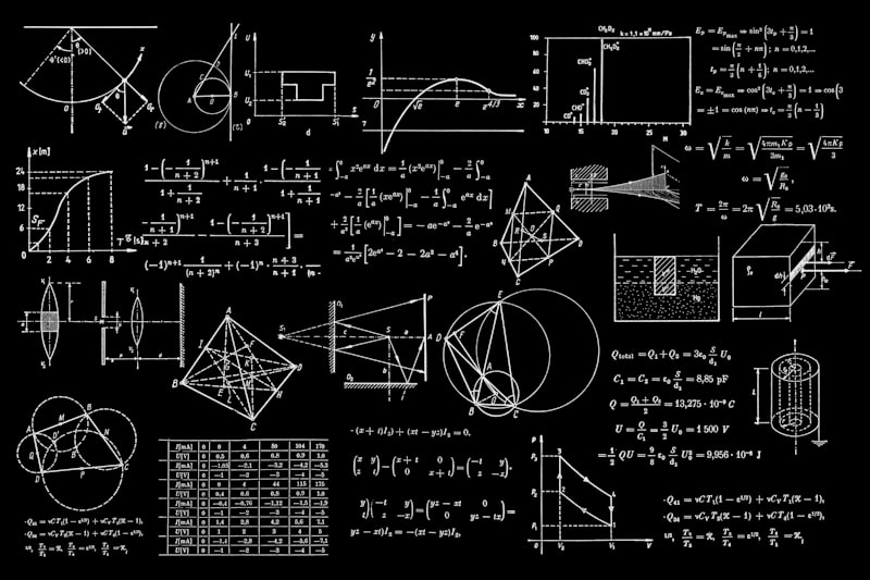 Mathematics equations on a chalkboard